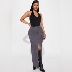 Cargo Maxi Skirt - Grey